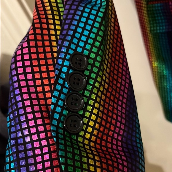 NWT multi colored Sport Coat with Metallic Shine Disco 70’s Small - Picture 2 of 8